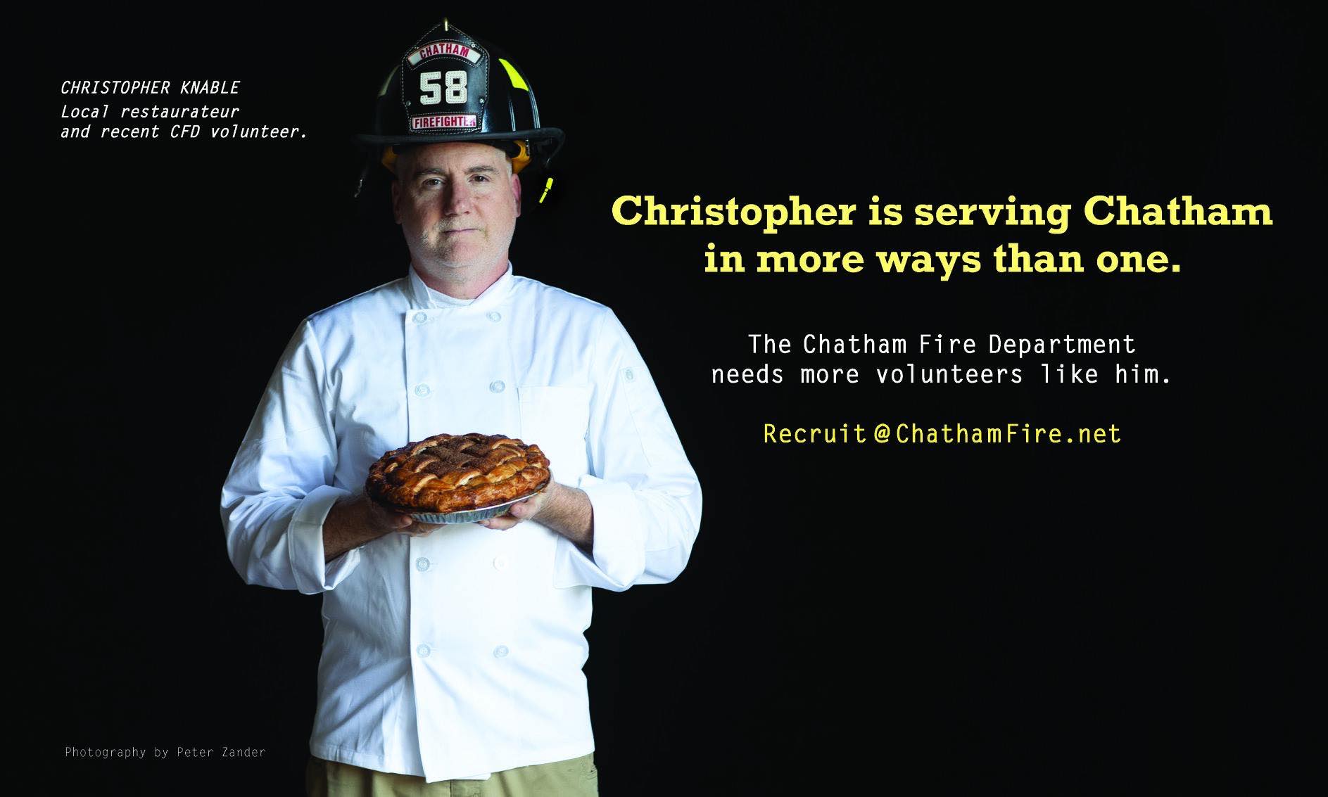 Chatham NY Fire department recruitment campaign featuring Christopher Knable