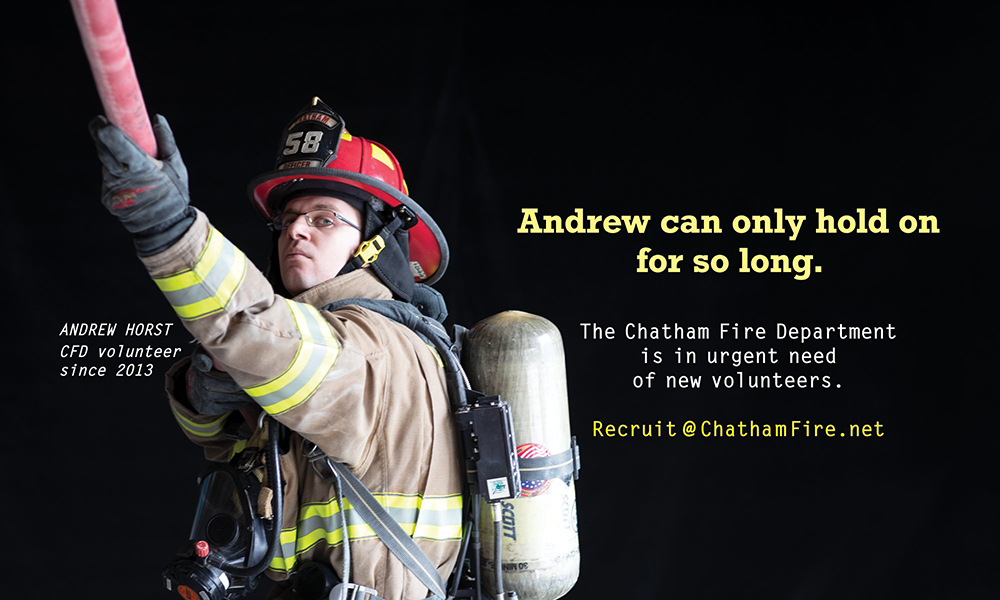 Chatham NY Fire department recruitment campaign featuring Andrew Horst