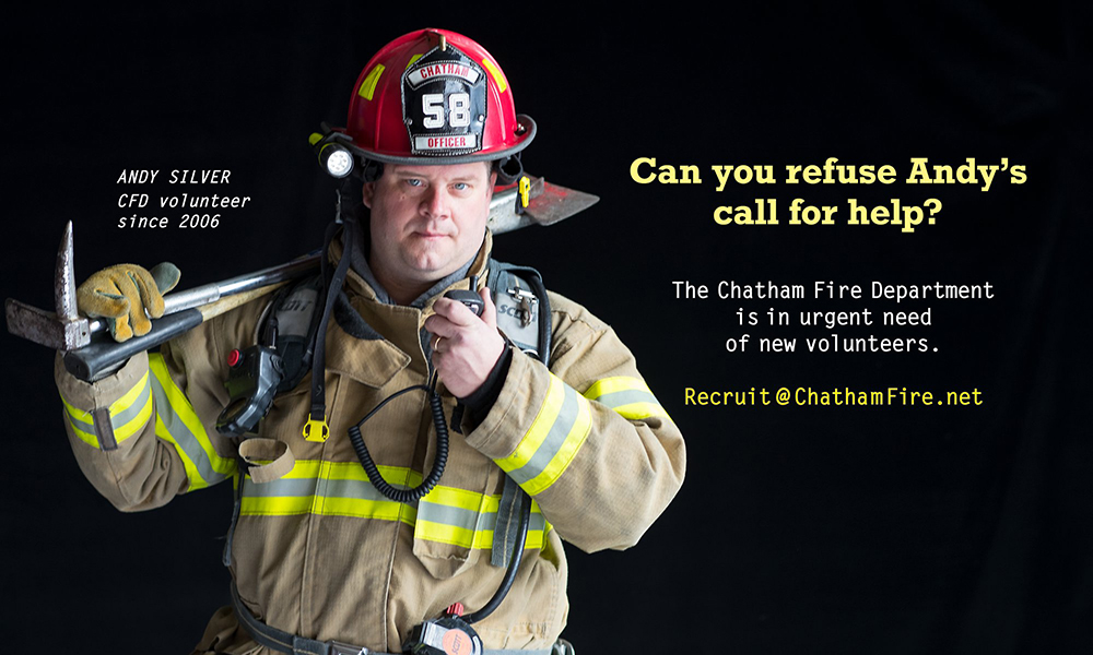 Chatham NY Fire department recruitment campaign featuring Andy Silver