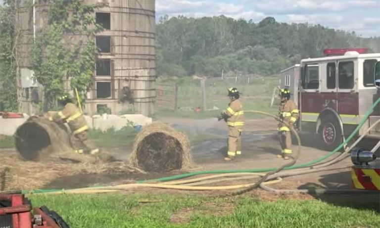 Hay Bales on fire