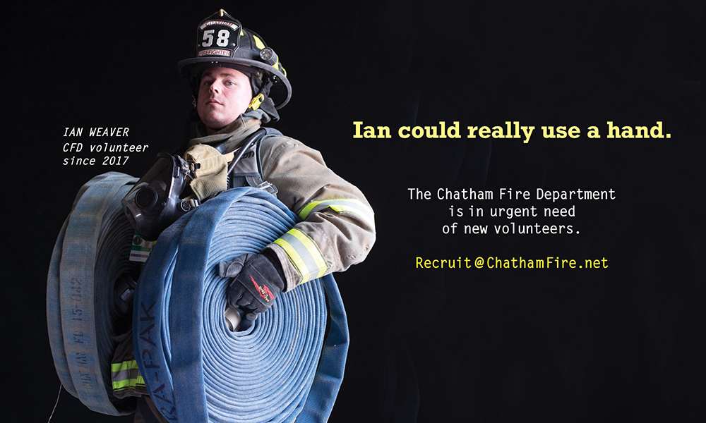 Chatham NY Fire department recruitment campaign featuring Ian Weaver
