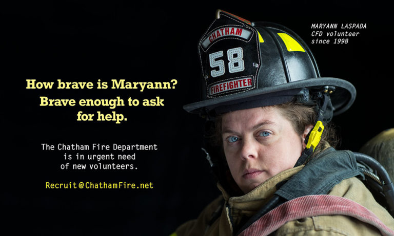Chatham NY Fire department recruitment campaign featuring Maryann Laspada