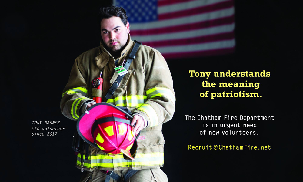 Chatham NY Fire department recruitment campaign featuring Tony Barnes, CFD volunteer